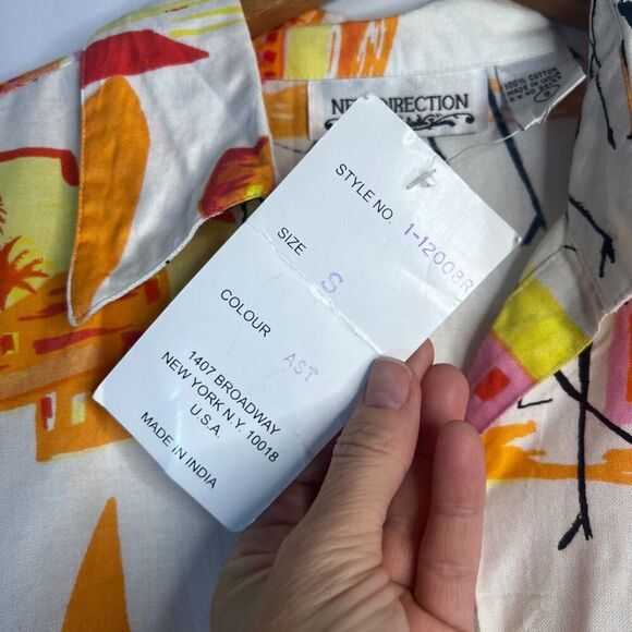 New Direction NWT Novelty Print Cotton Button Up Stick Figure Women Small - Picture 9 of 11